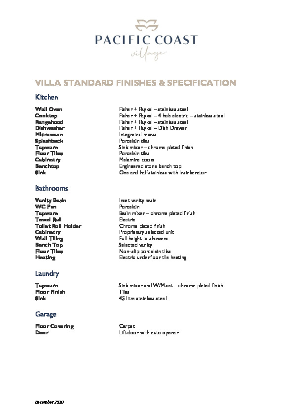 Villas Standard Finishes & Specifications thumbnail image